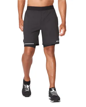 2XU Aero 2 in 1 7 Inch Men's Running Shorts (Black/Silver Reflective)