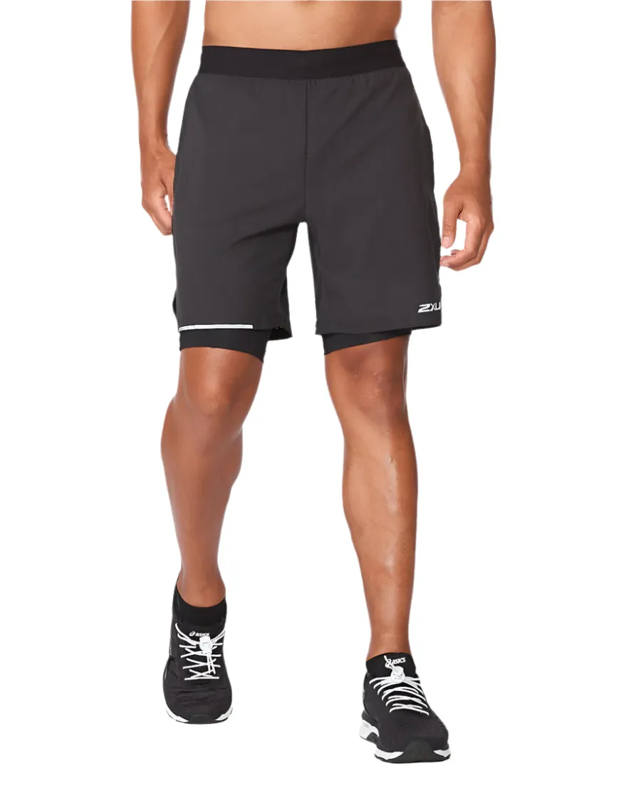 2XU Aero 2 in 1 7 Inch Men's Running Shorts (Black/Silver Reflective)
