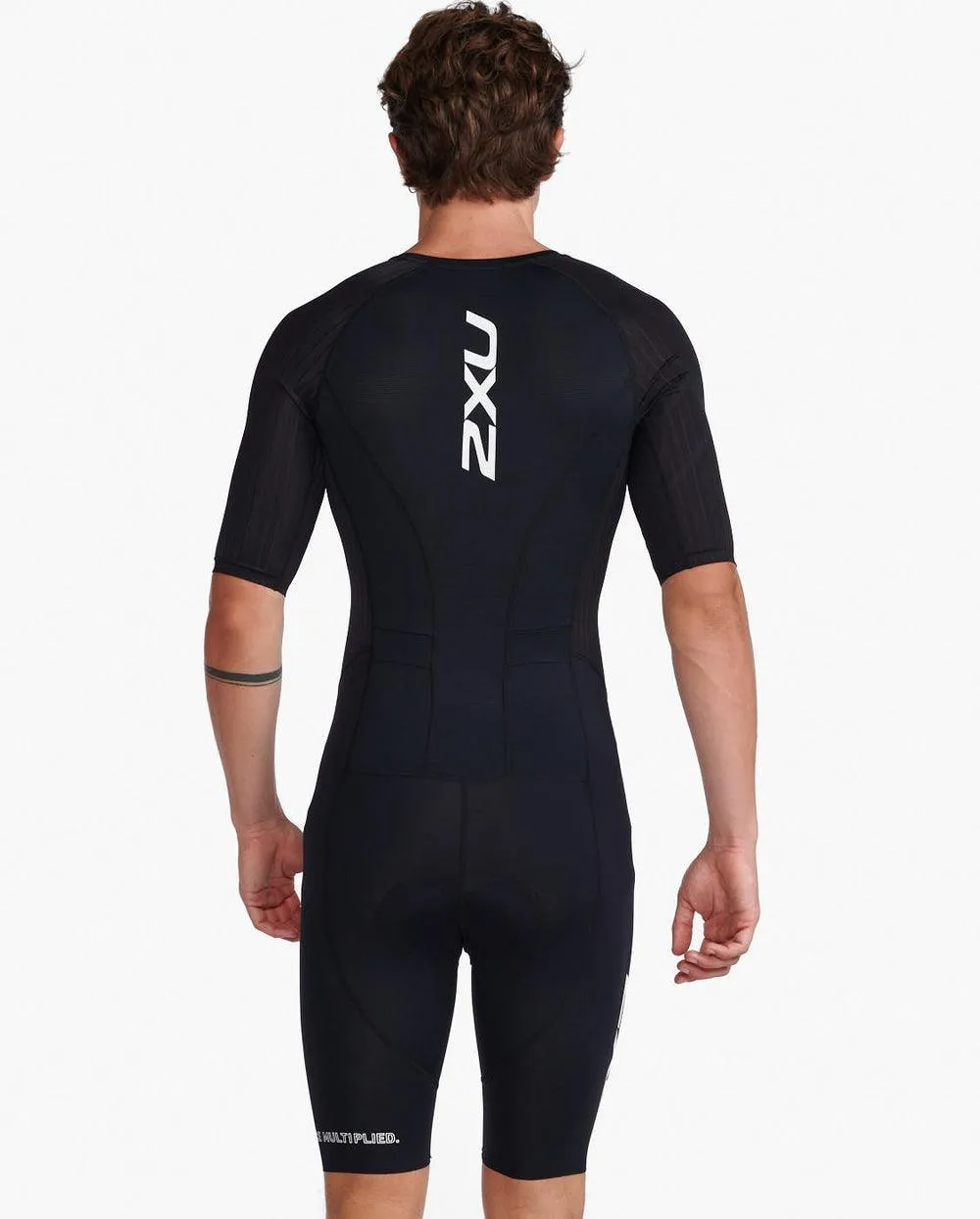 2XU Aero Sleeved Men's Triathlon Suit (Black/White)
