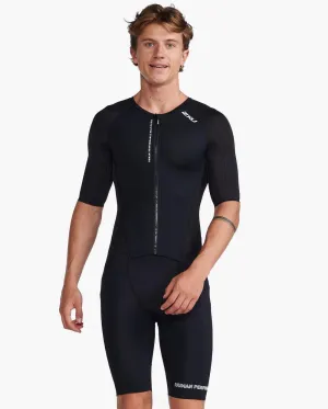 2XU Aero Sleeved Men's Triathlon Suit (Black/White)