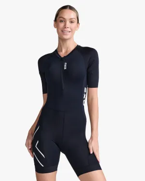 2XU Core Sleeved Women's Triathlon Suit (Black/White)