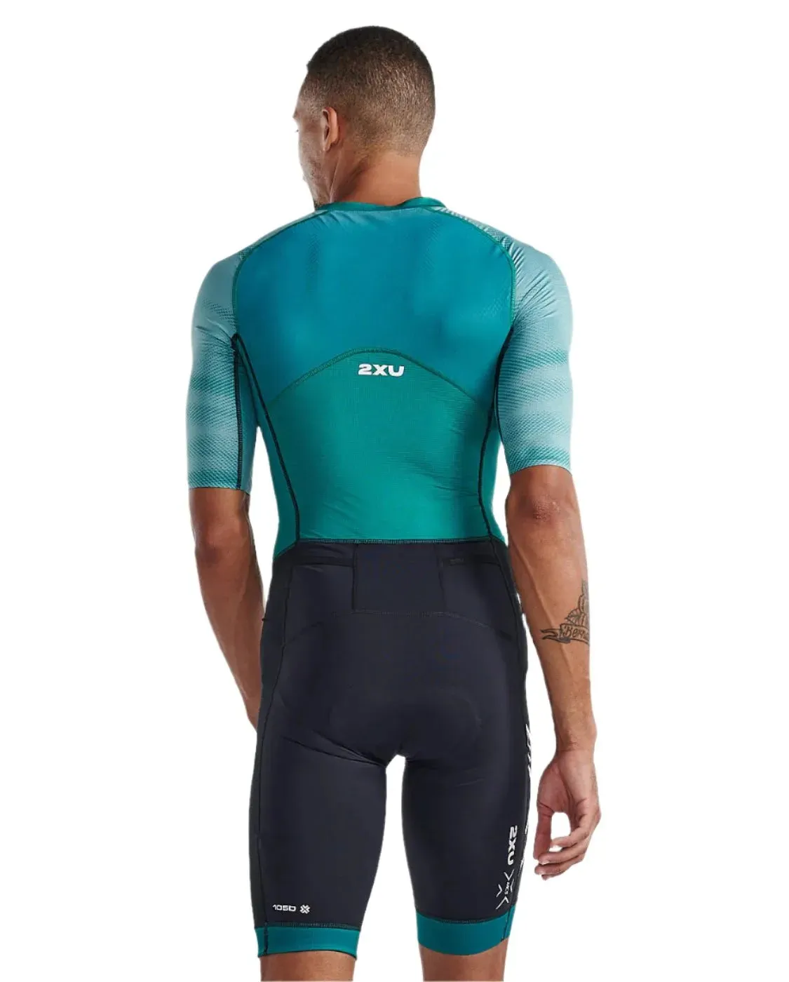 2XU Light Speed Front Zip Men's Triathlon Suit (Forest Green/Raft)