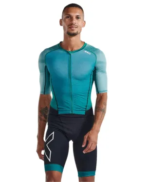 2XU Light Speed Front Zip Men's Triathlon Suit (Forest Green/Raft)