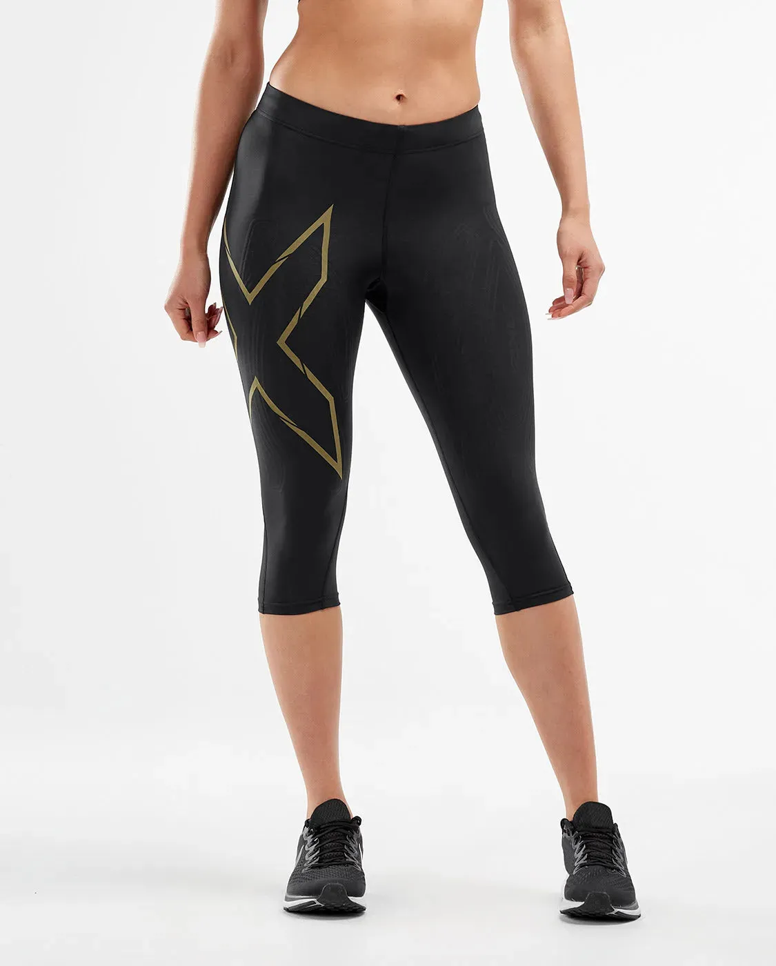 2XU MCS Run 3/4 Women's Compression Tights (Black/Gold Reflective)
