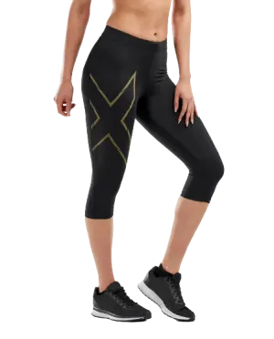 2XU MCS Run 3/4 Women's Compression Tights (Black/Gold Reflective)
