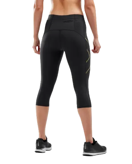 2XU MCS Run 3/4 Women's Compression Tights (Black/Gold Reflective)