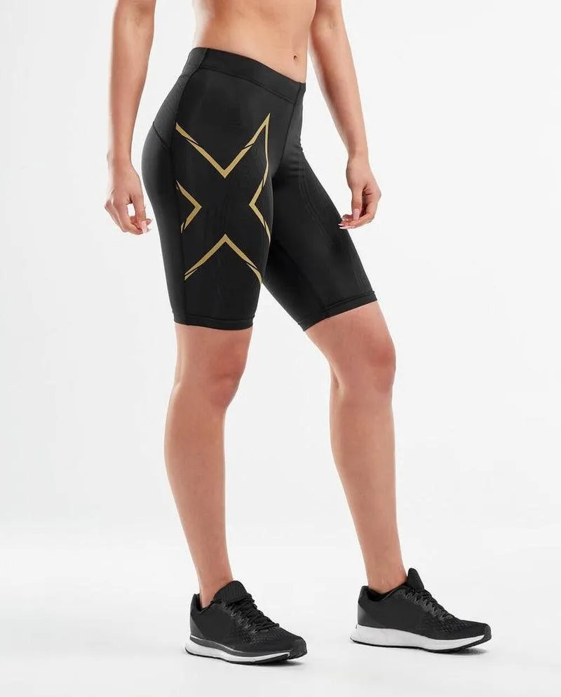 2XU MCS Run Women's Compression Shorts (Black/Gold Reflective)