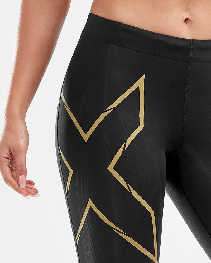 2XU MCS Run Women's Compression Shorts (Black/Gold Reflective)