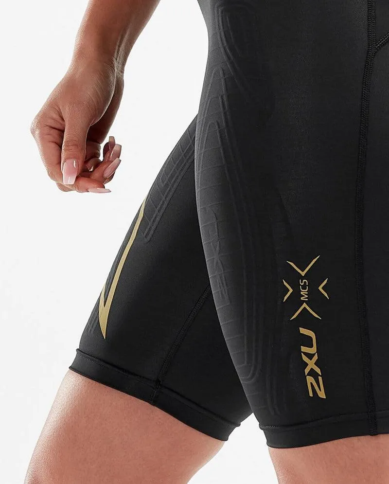 2XU MCS Run Women's Compression Shorts (Black/Gold Reflective)