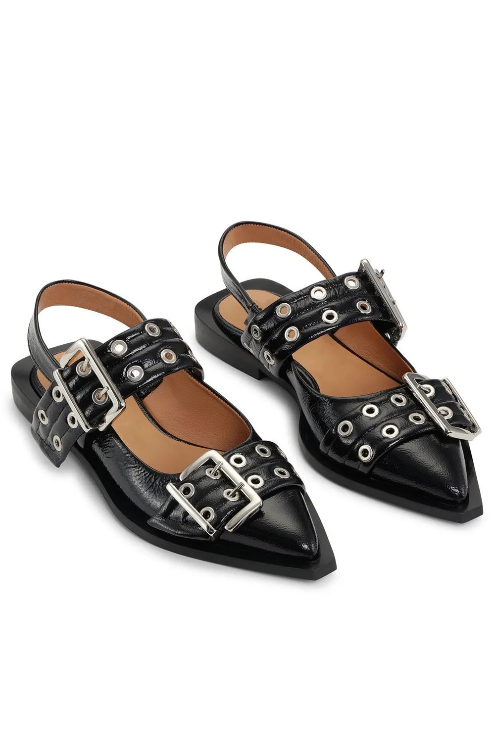 Anabella Buckle Ballerinas - Black Gloria Lanvin