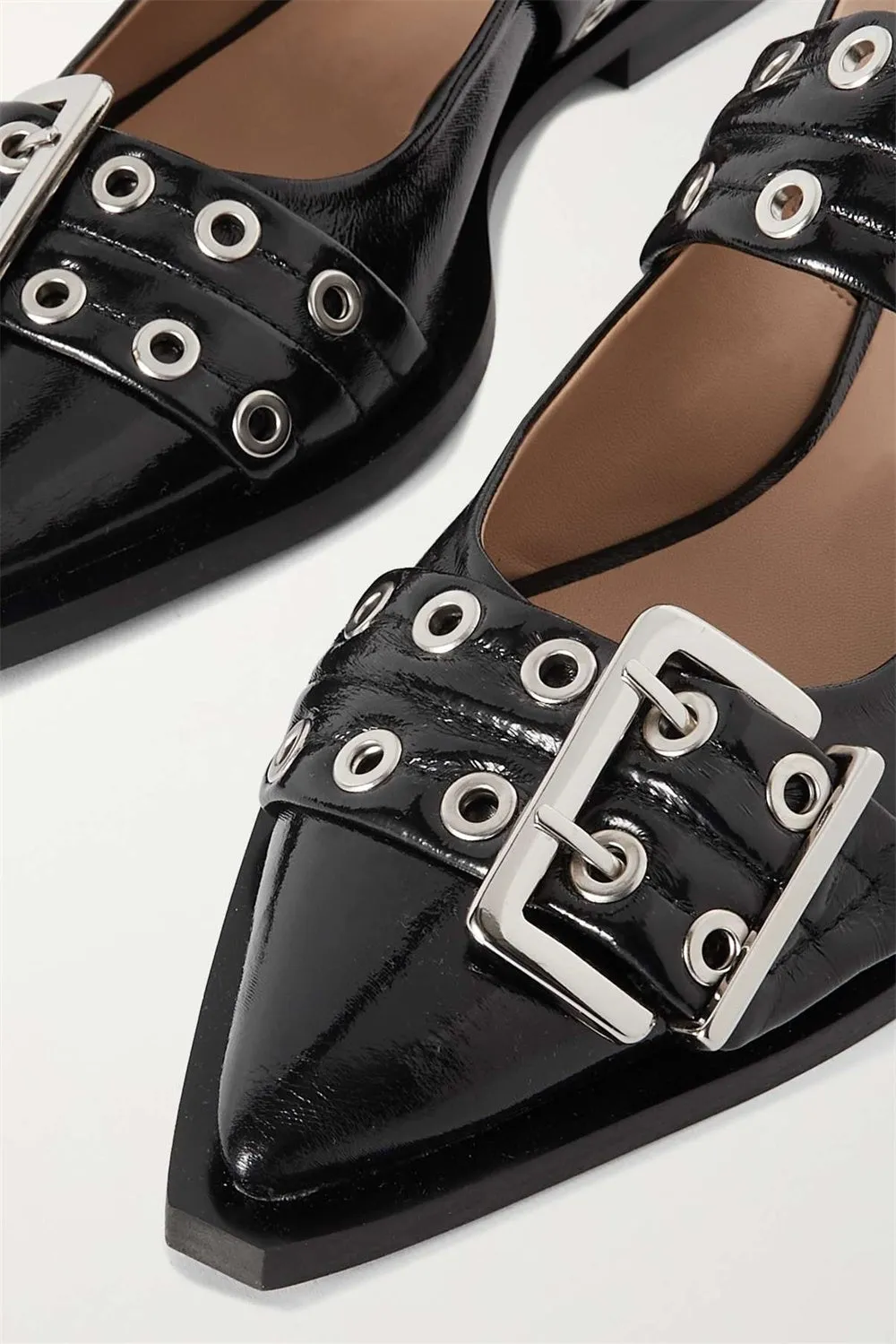 Anabella Buckle Ballerinas - Black Gloria Lanvin