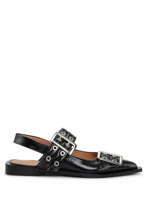 Anabella Buckle Ballerinas - Black Gloria Lanvin