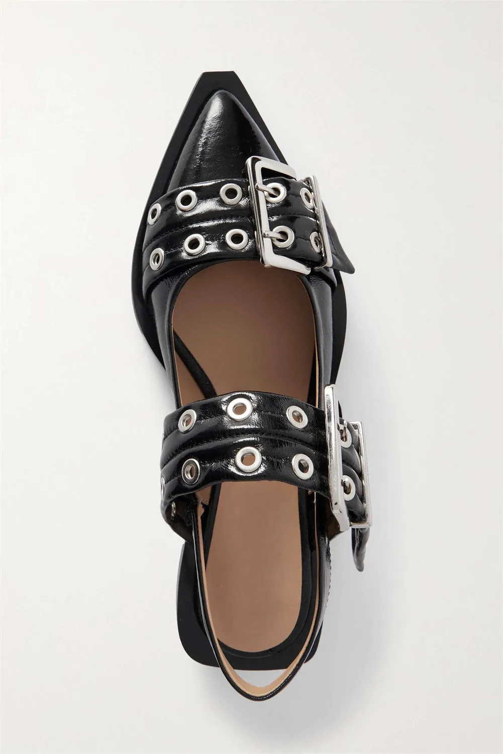 Anabella Buckle Ballerinas - Black Gloria Lanvin