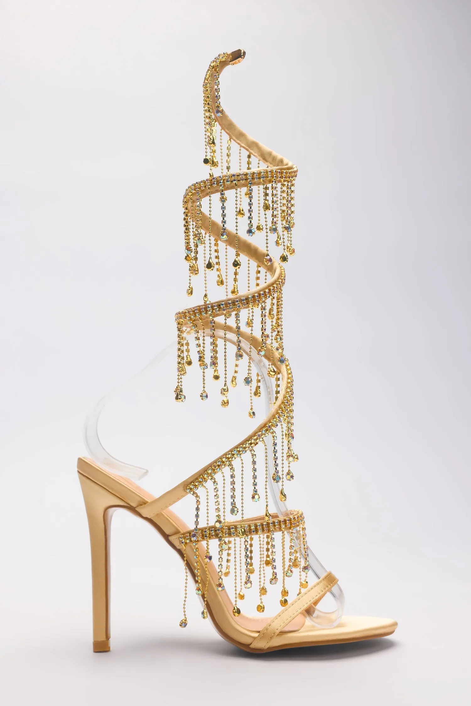 Arabella Rhinestone Tassel Stiletto Heels - Gold Gloria Lanvin