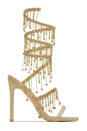 Arabella Rhinestone Tassel Stiletto Heels - Gold Gloria Lanvin
