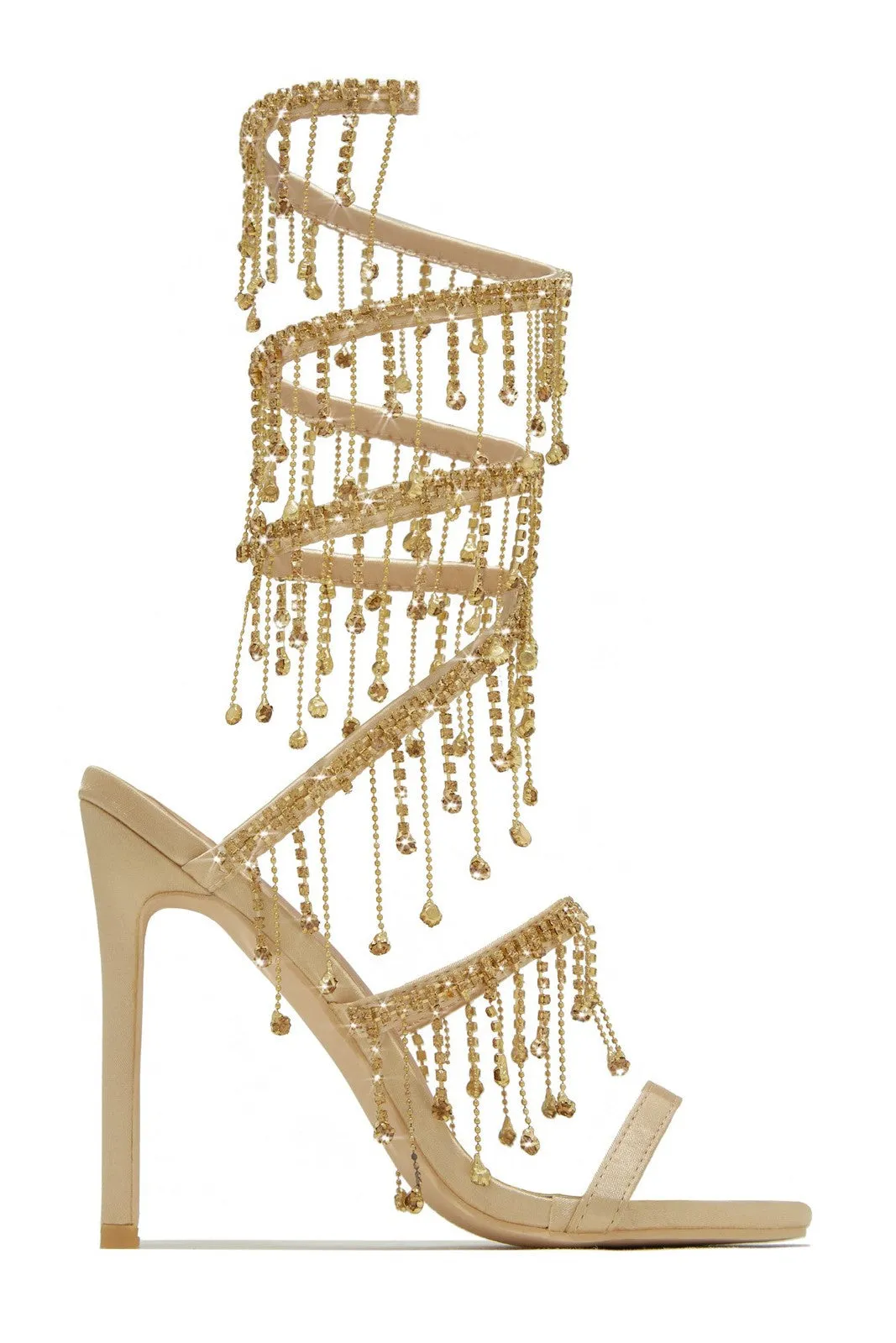 Arabella Rhinestone Tassel Stiletto Heels - Gold Gloria Lanvin