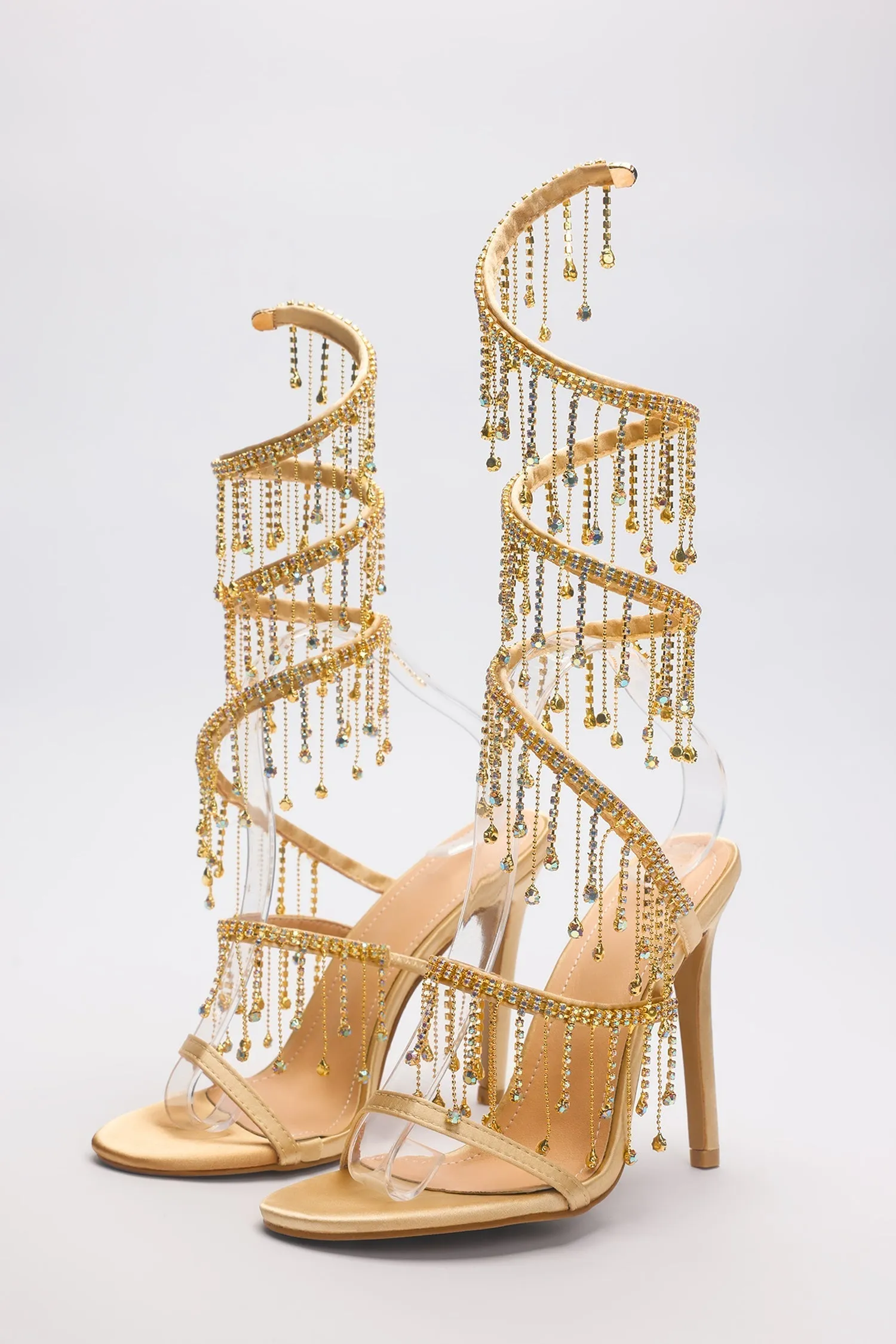 Arabella Rhinestone Tassel Stiletto Heels - Gold Gloria Lanvin