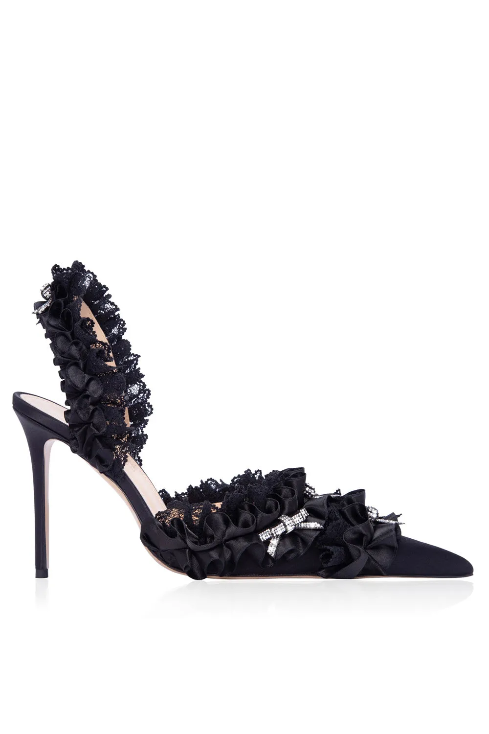 Avah Bow-embellished Slingback Pumps - Black Gloria Lanvin