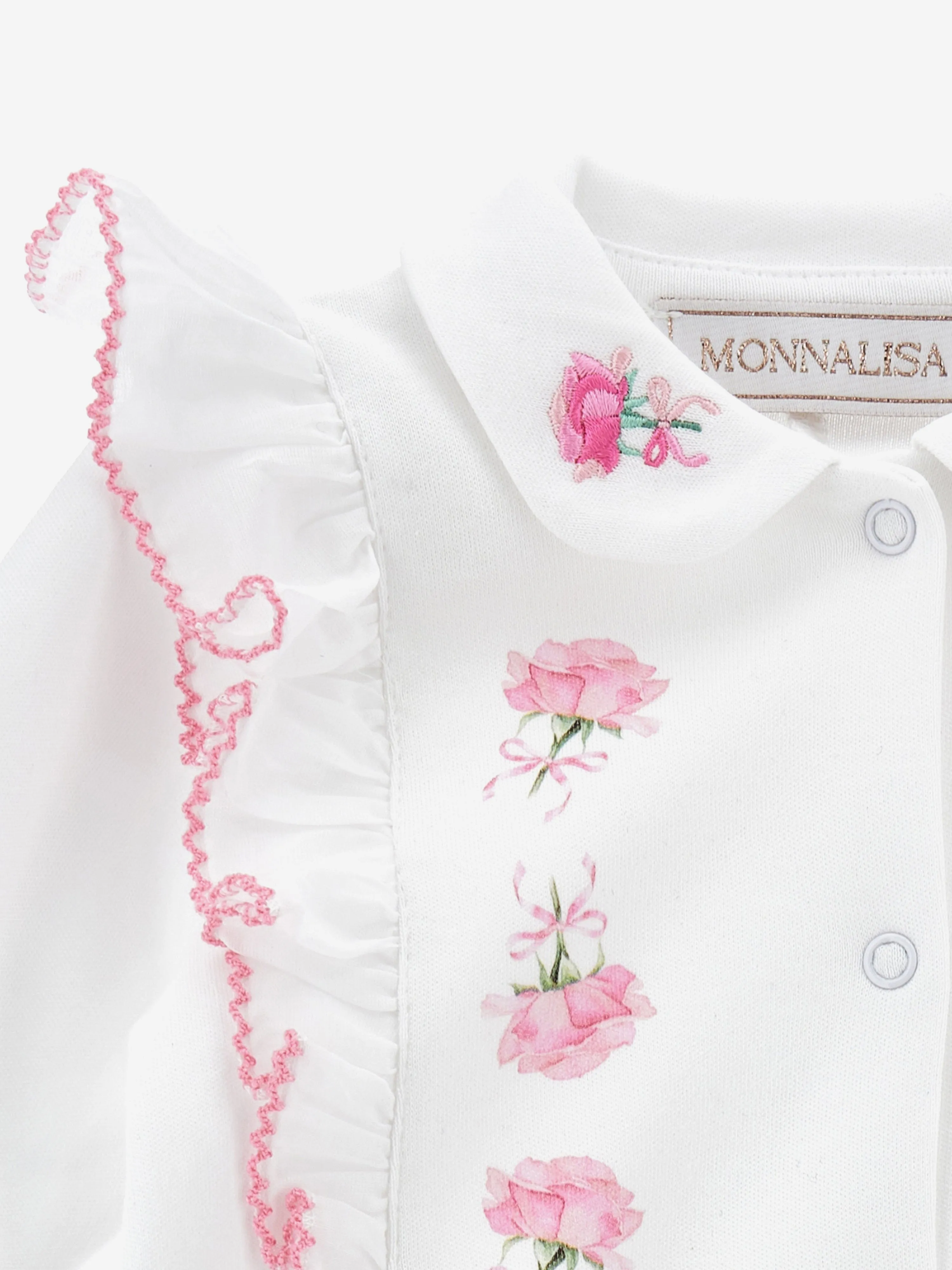 Baby Girls Rose Babygrow in White