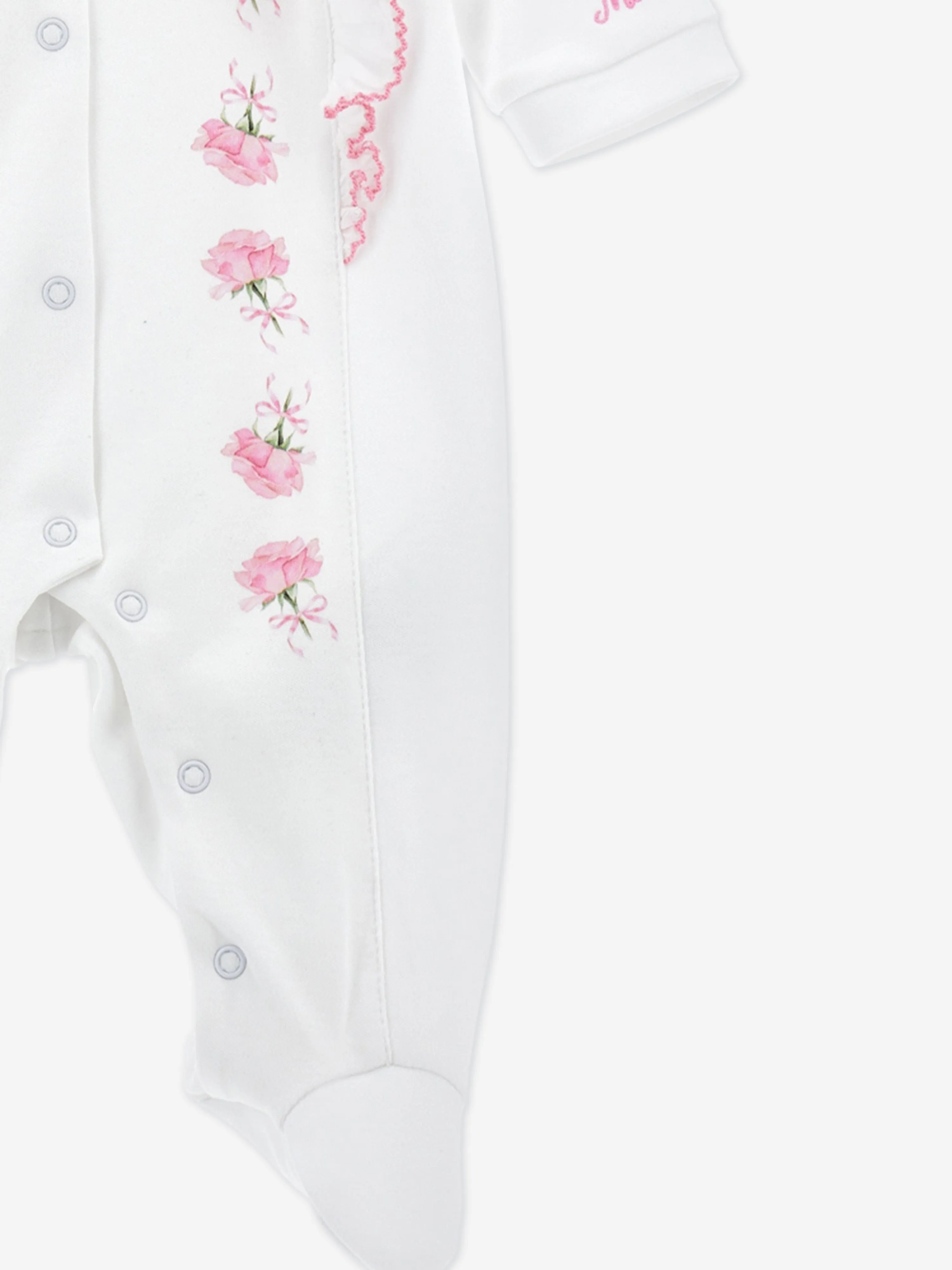 Baby Girls Rose Babygrow in White