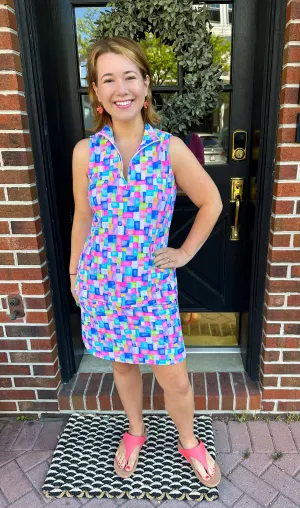 Beachtime by Lulu B Kaleidoscope Multi Sleeveless Zip Up