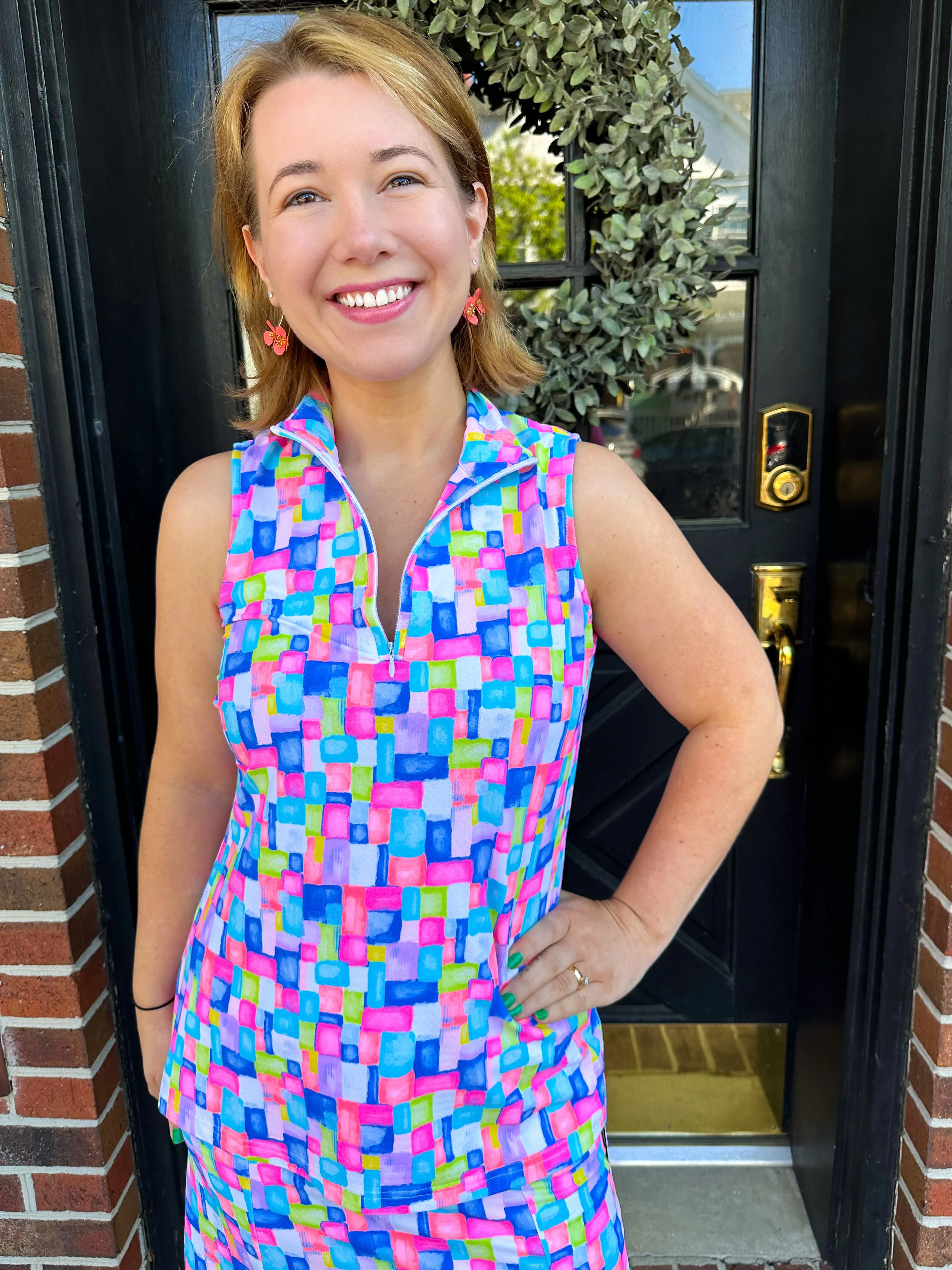 Beachtime by Lulu B Kaleidoscope Multi Sleeveless Zip Up