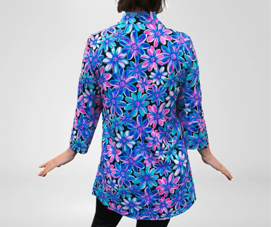 Beachtime by Lulu B Spring Bouquet Button Tunic
