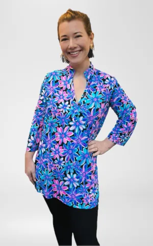 Beachtime by Lulu B Spring Bouquet Button Tunic