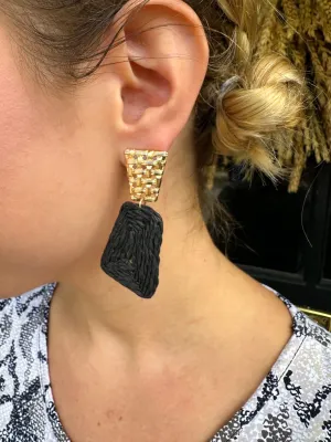 Black Weave Dangle Earrings