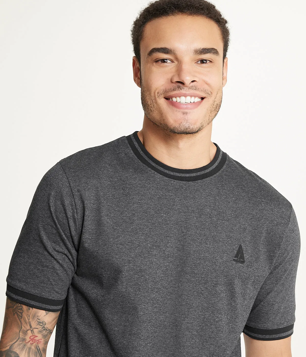 Brooklyn Laundry Men's Contrast Color Embroidery Ringer Tee Shirt