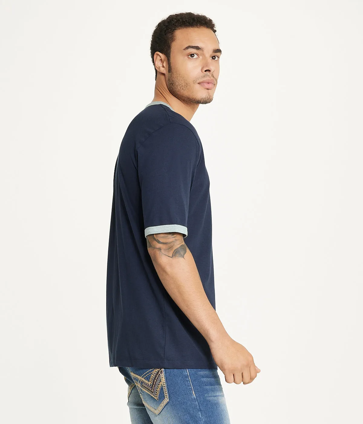Brooklyn Laundry Men's Tonal Embroidery Short Sleeve Crew Neck Tee