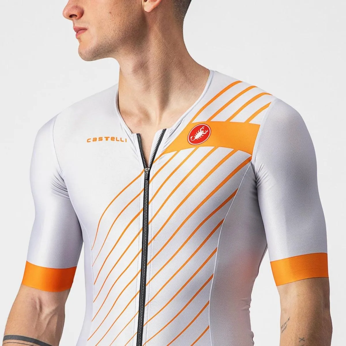 Castelli Free Speed 2 Men's Triathlon Top (Silver Gray/Brilliant Orange)