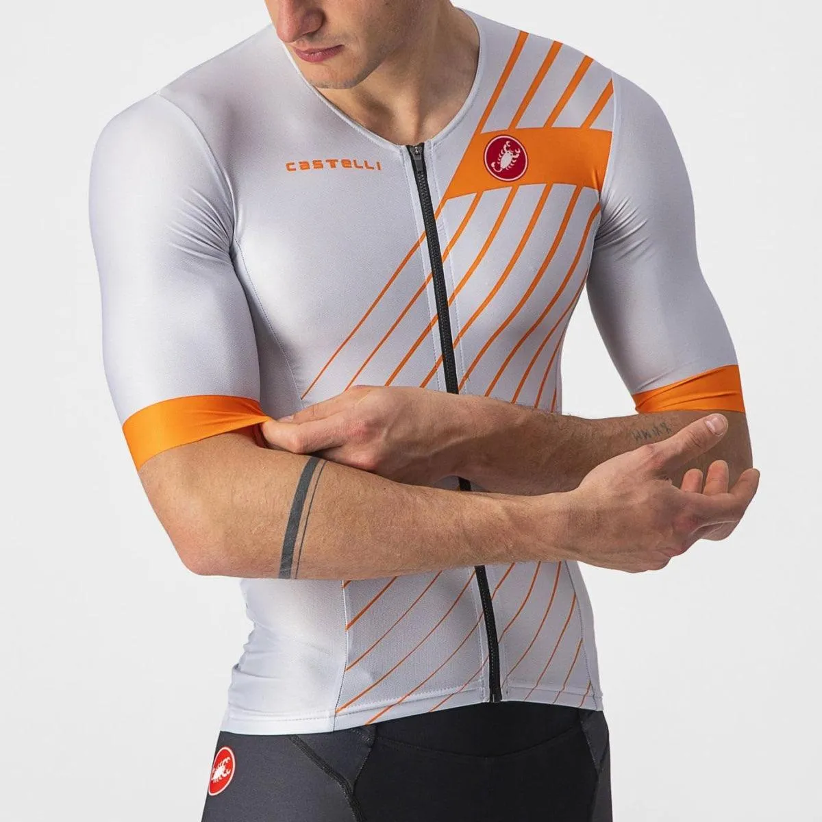 Castelli Free Speed 2 Men's Triathlon Top (Silver Gray/Brilliant Orange)