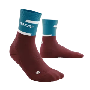 CEP Compression The Run Mid Cut 4.0 Women's Compression Socks (Petrol/Dark Red)