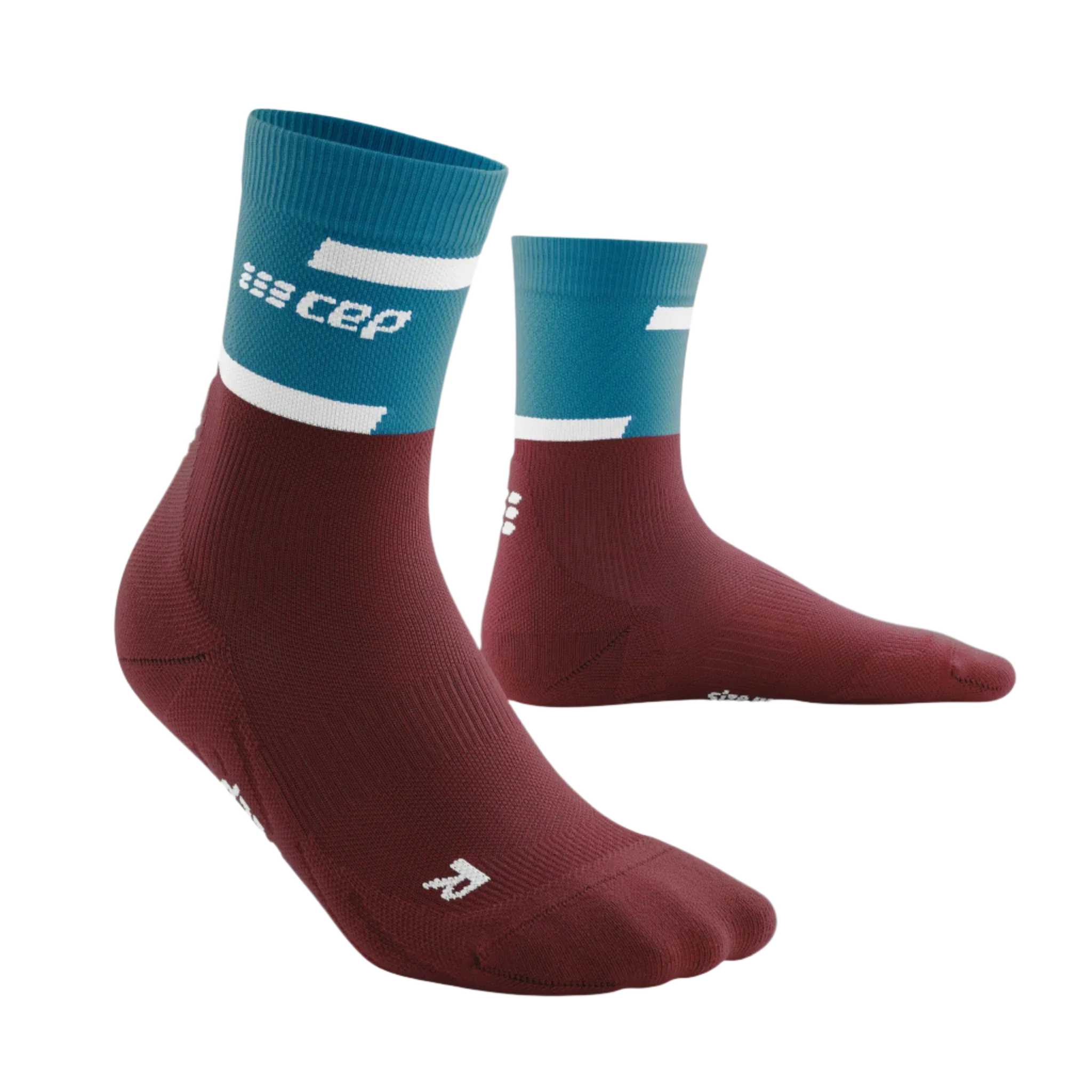 CEP Compression The Run Mid Cut 4.0 Women's Compression Socks (Petrol/Dark Red)