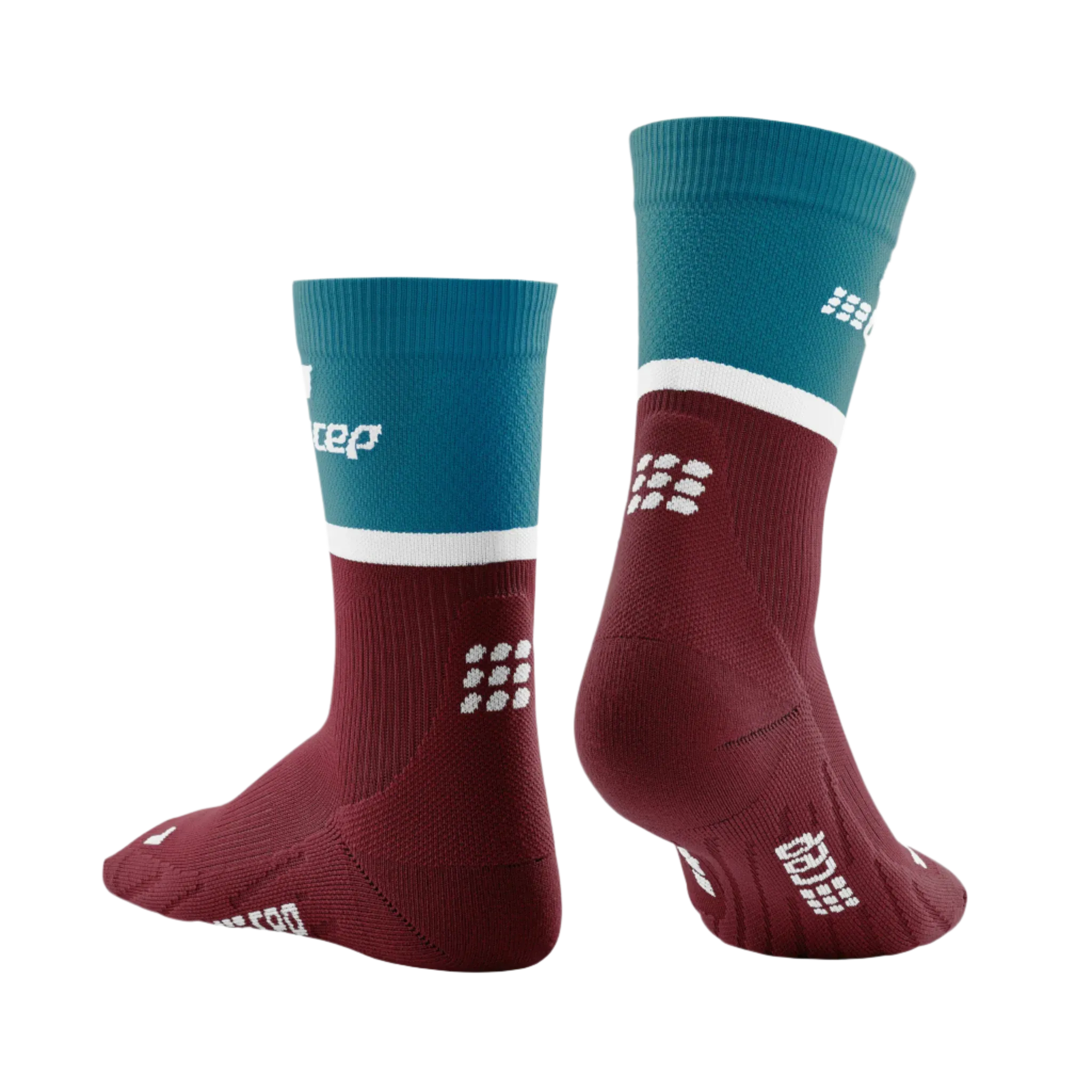 CEP Compression The Run Mid Cut 4.0 Women's Compression Socks (Petrol/Dark Red)
