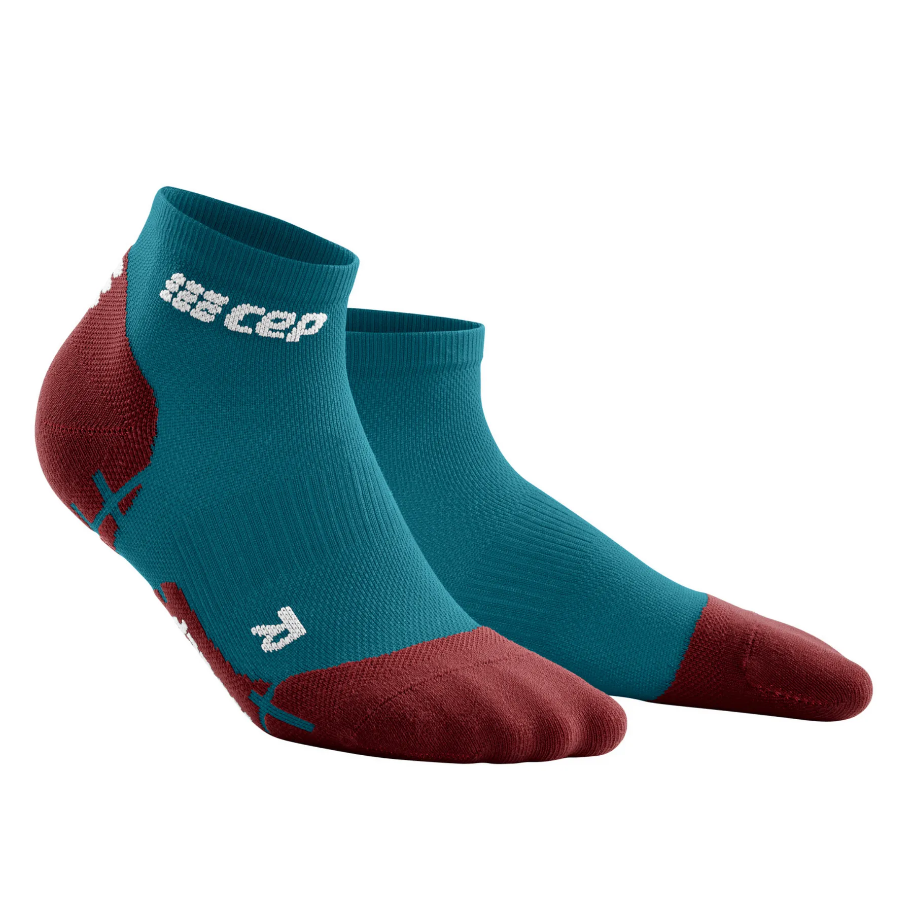 CEP Compression Ultralight Low Cut Women's Compression Compression Socks (Petrol/Dark Red)