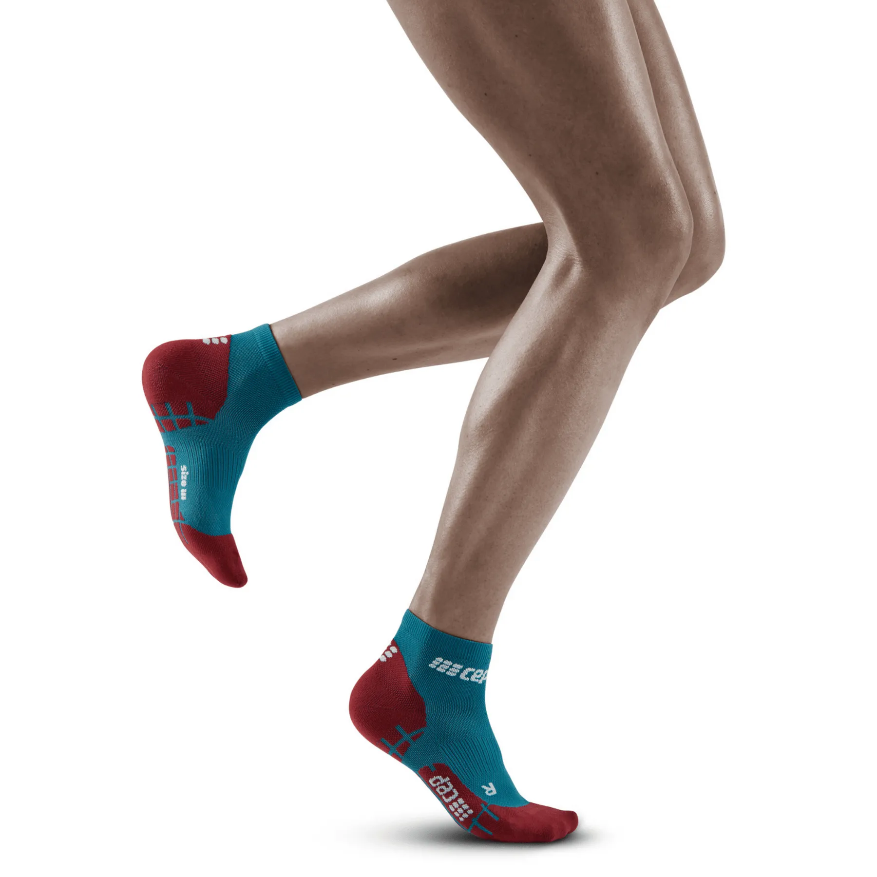 CEP Compression Ultralight Low Cut Women's Compression Compression Socks (Petrol/Dark Red)