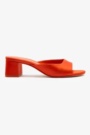 Chloe Gosselin by Larroud Anah Mule In Orange Sunrise Satin