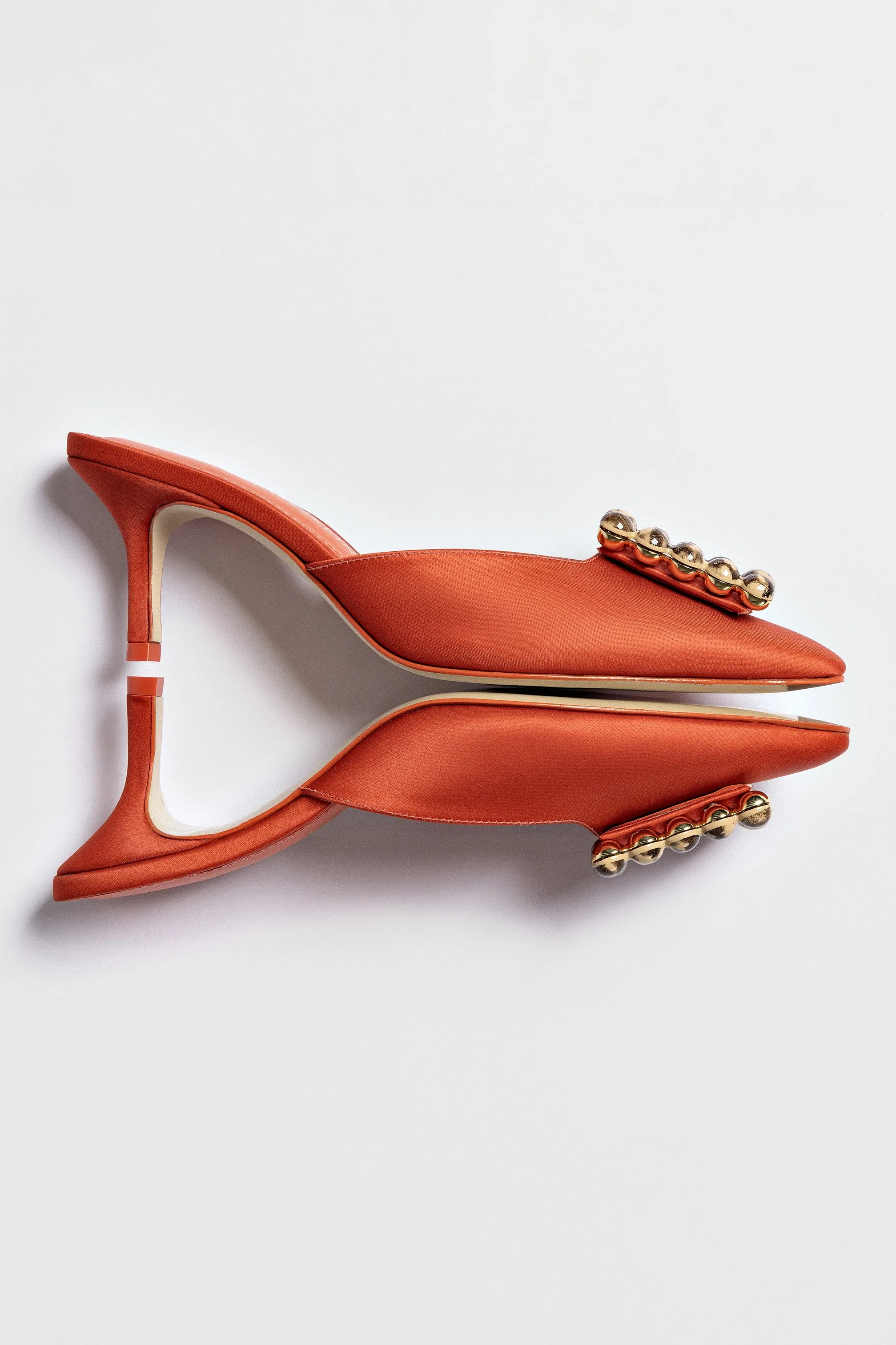 Chloe Gosselin by Larroud Ava Mule In Orange Sunrise Satin