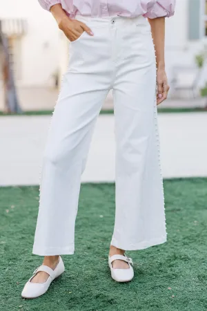 Coastal Muse White Pearl Embellished Jeans