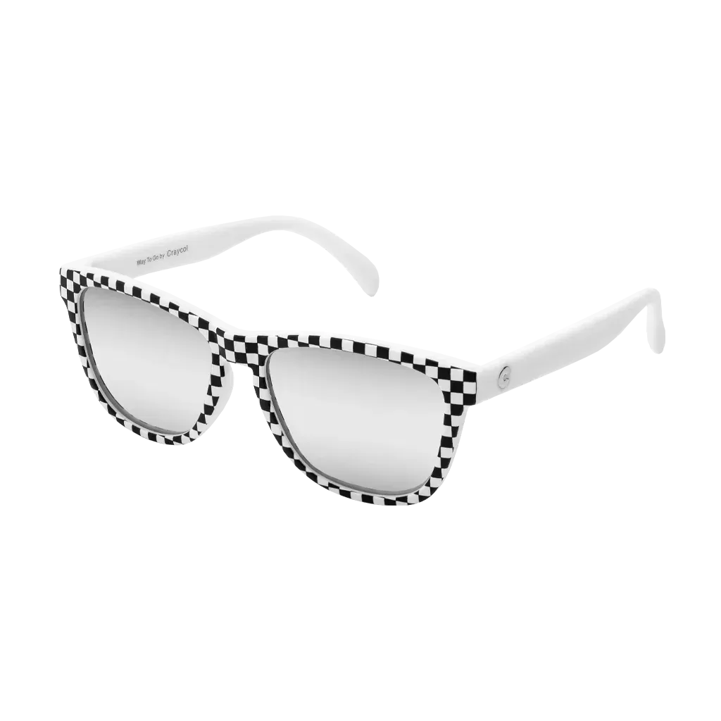 Craycol Raceready Chequered Sunglasses (Icy White Reflective/White-Black)