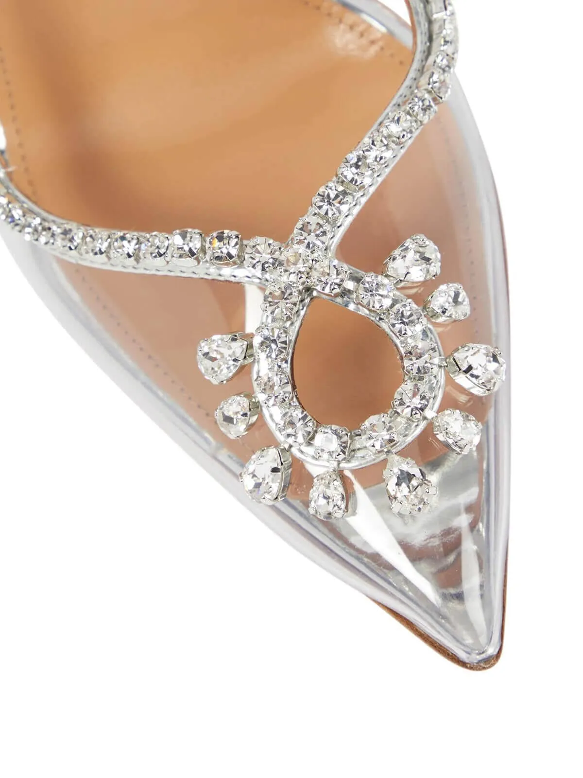 CRYSTAL CUTOUT EMBELLISHED PUMPS IN SILVER Gloria Lanvin