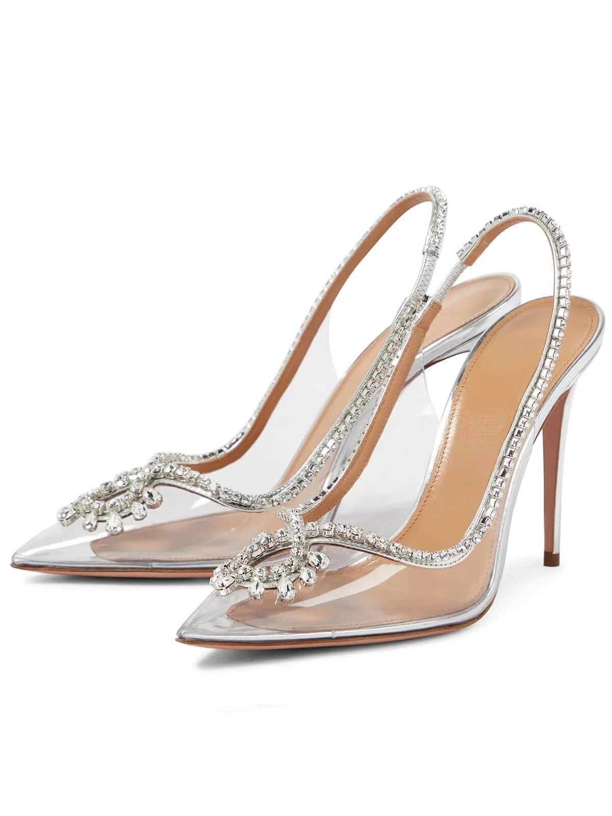 CRYSTAL CUTOUT EMBELLISHED PUMPS IN SILVER Gloria Lanvin