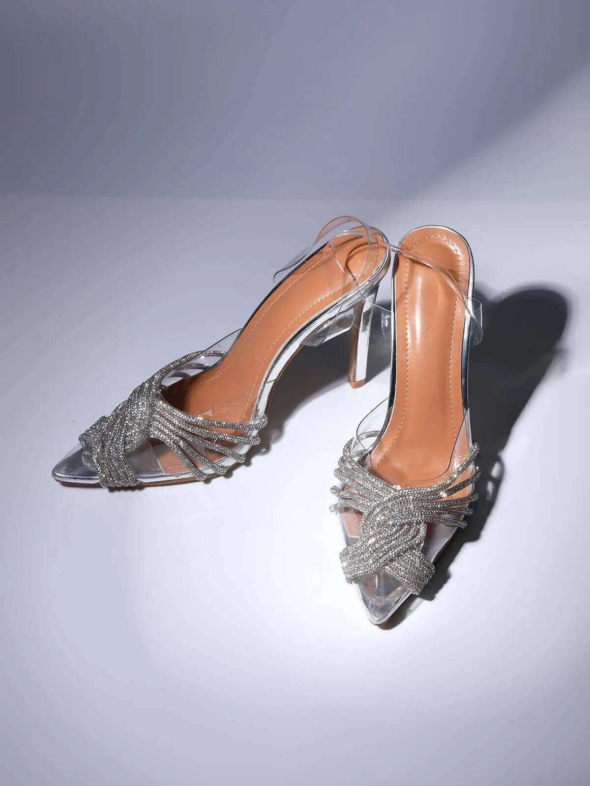 CRYSTAL EMBELLISHED SANDALS IN SILVER Gloria Lanvin