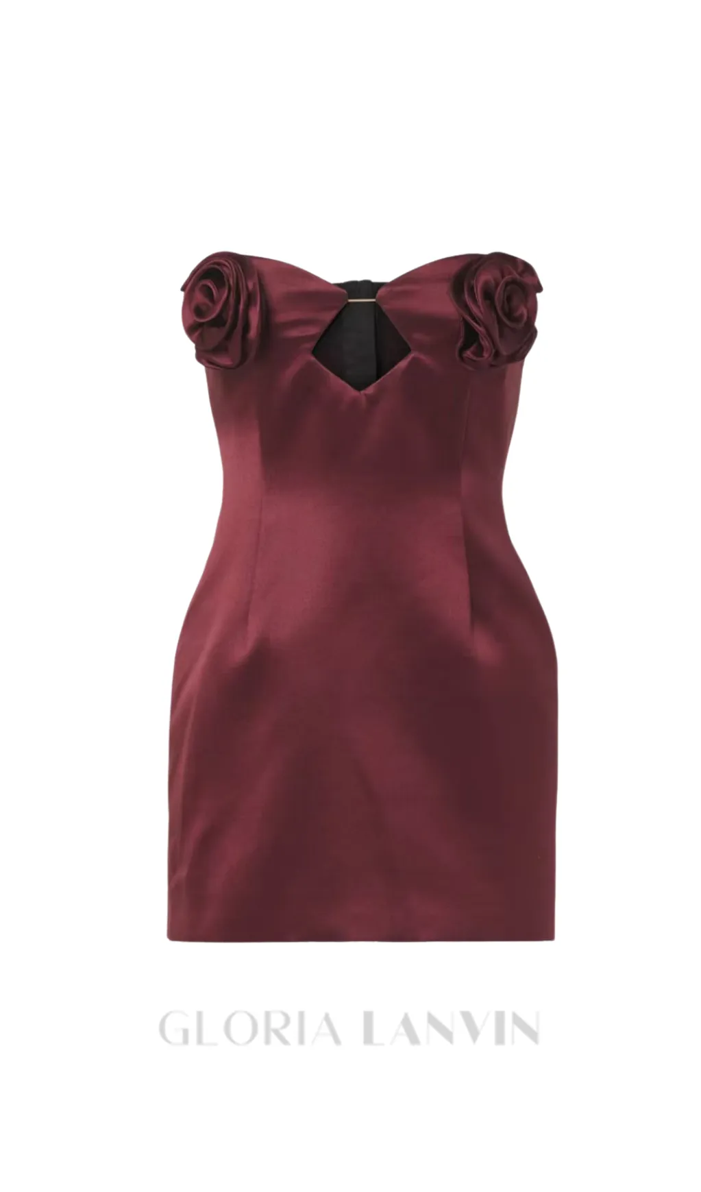 Ebrar Strapless Flower Satin Mini Dress Gloria Lanvin
