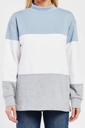 Eloise Mock Neck Color Block Top