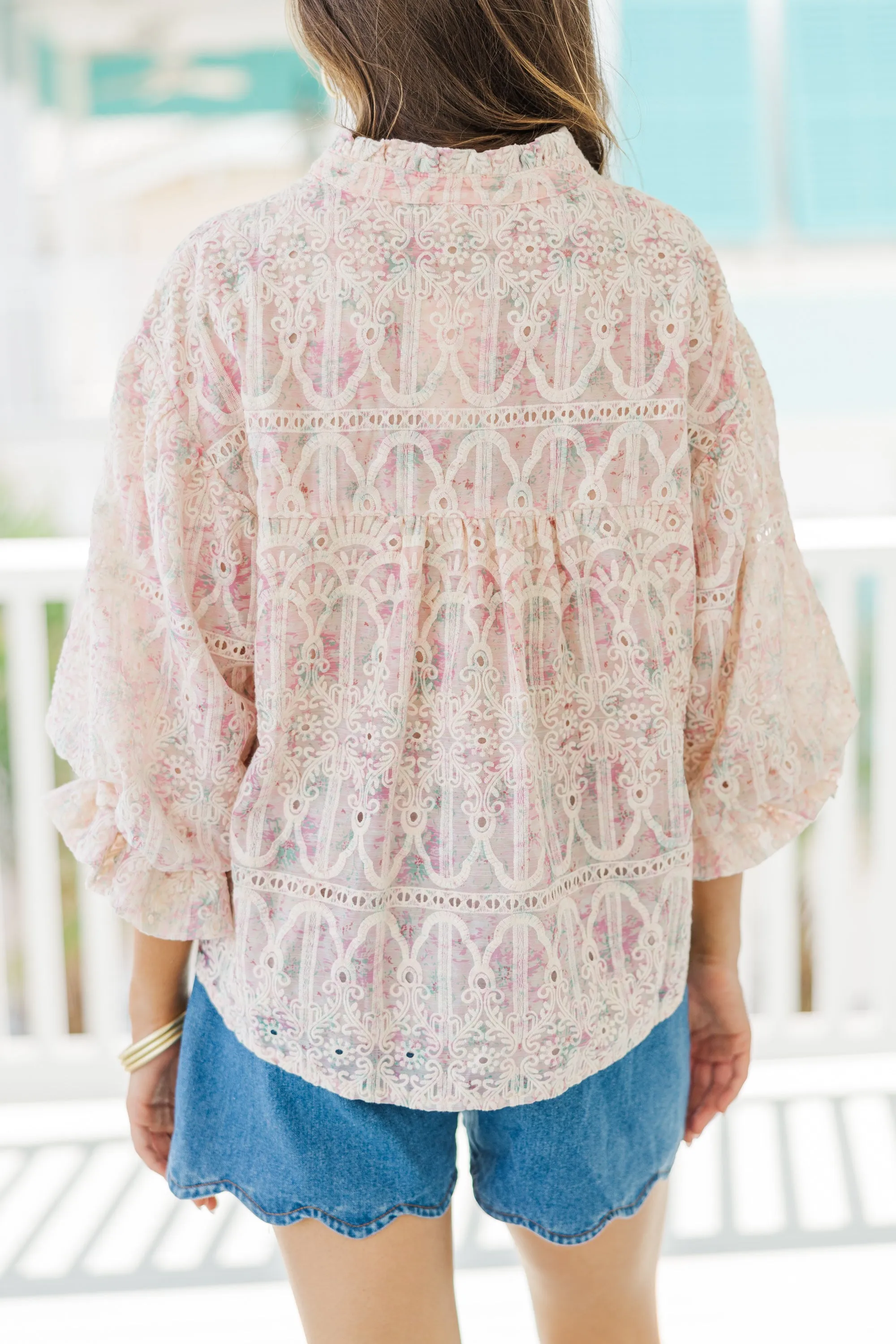 Fate: All In A Dream Blush Pink Watercolor Floral Blouse