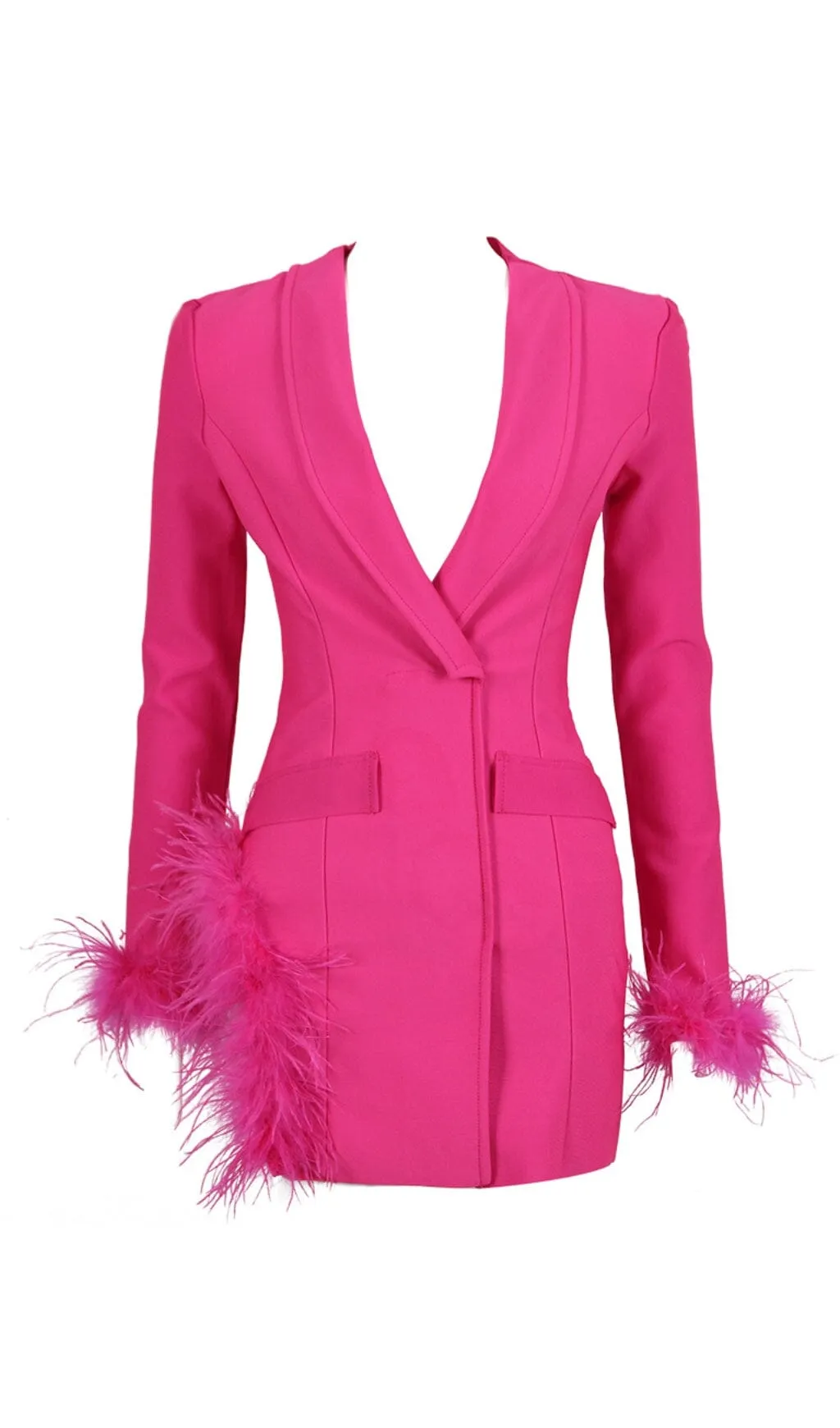 FEATHER JACKET DRESS IN HYPER PINK Gloria Lanvin