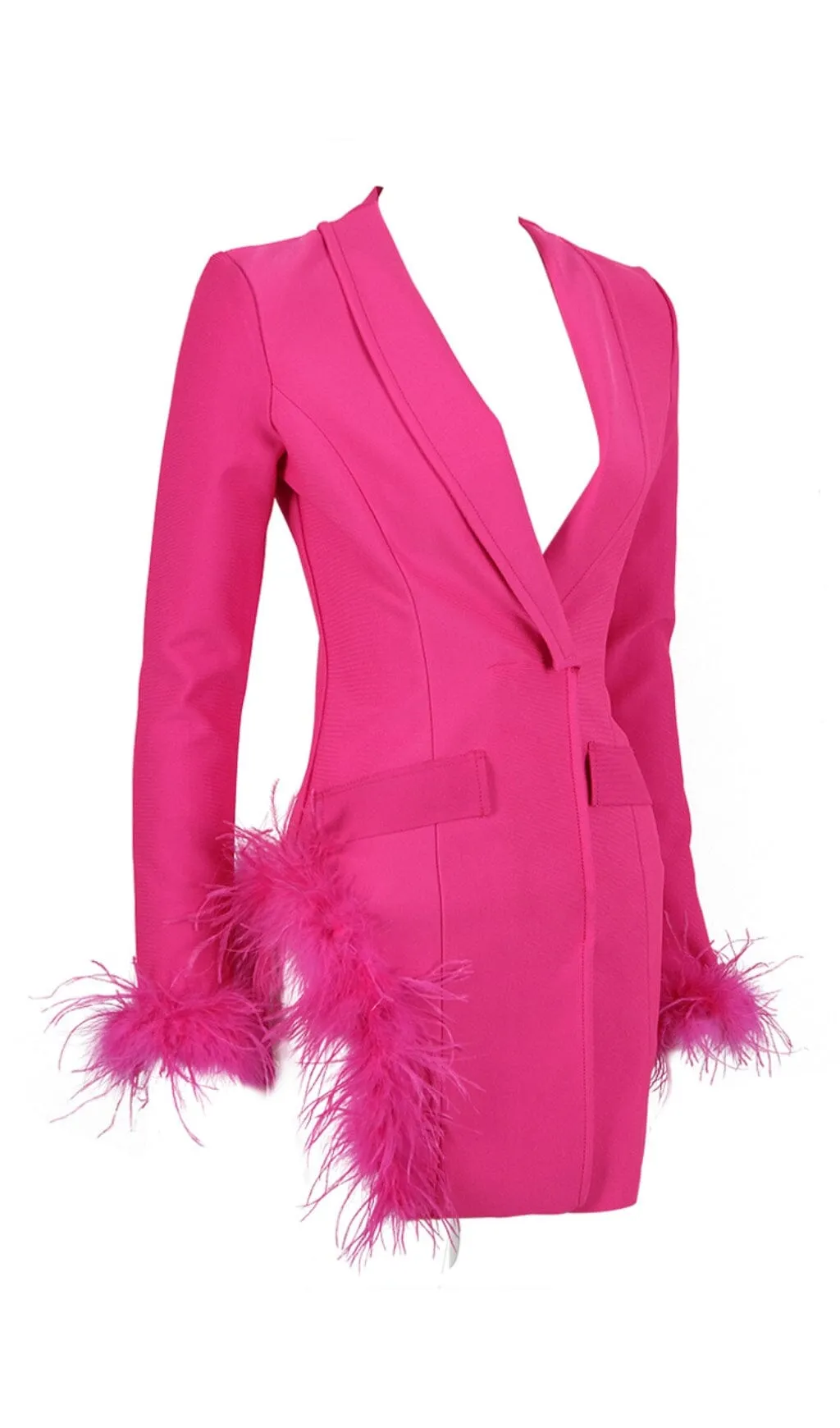 FEATHER JACKET DRESS IN HYPER PINK Gloria Lanvin